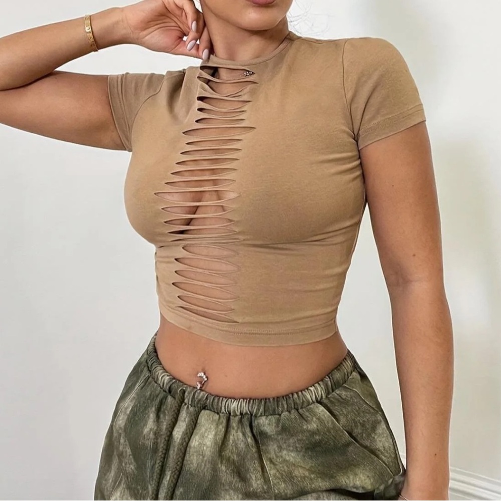 Cutout Tan Women's Top